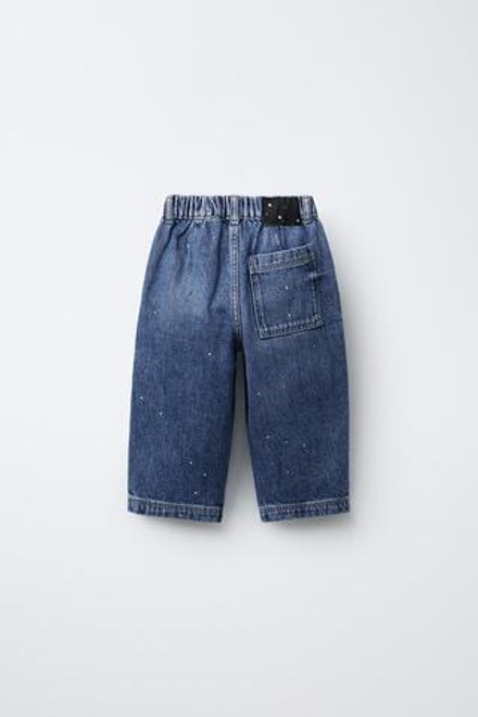 ZARA ДЖИНСЫ BALLOON В ГОРОШЕК, СИНИЙ