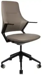 Кресло офисное Han LB серая кожа алюминевая крестовина