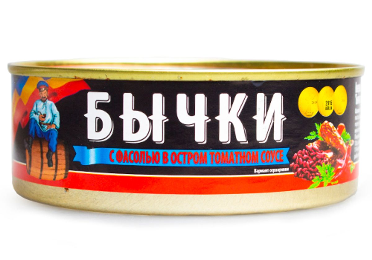Бычки обжаренные с фасолью в остром томатном соусе, 240г