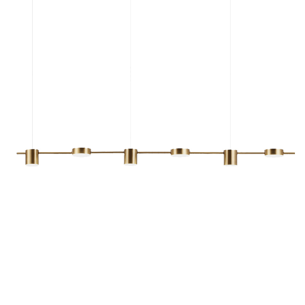 Pendant design lamp Linea  ( 6 lampshades,  Gold )