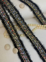 тесьма "шанель", 3,0см черный/золото/цветное