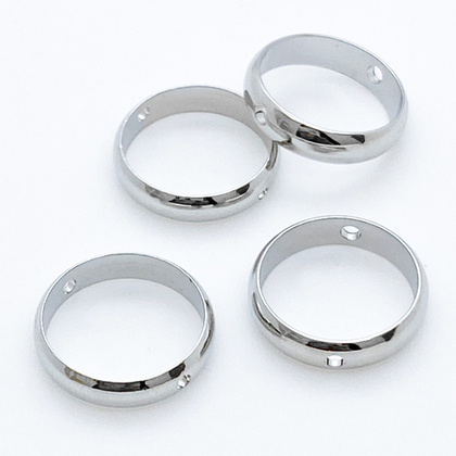 Коннектор-рамка для бусины, цвет серебро (родий), размер 14 мм, внутренний диаметр 12 мм, цена за 1 шт