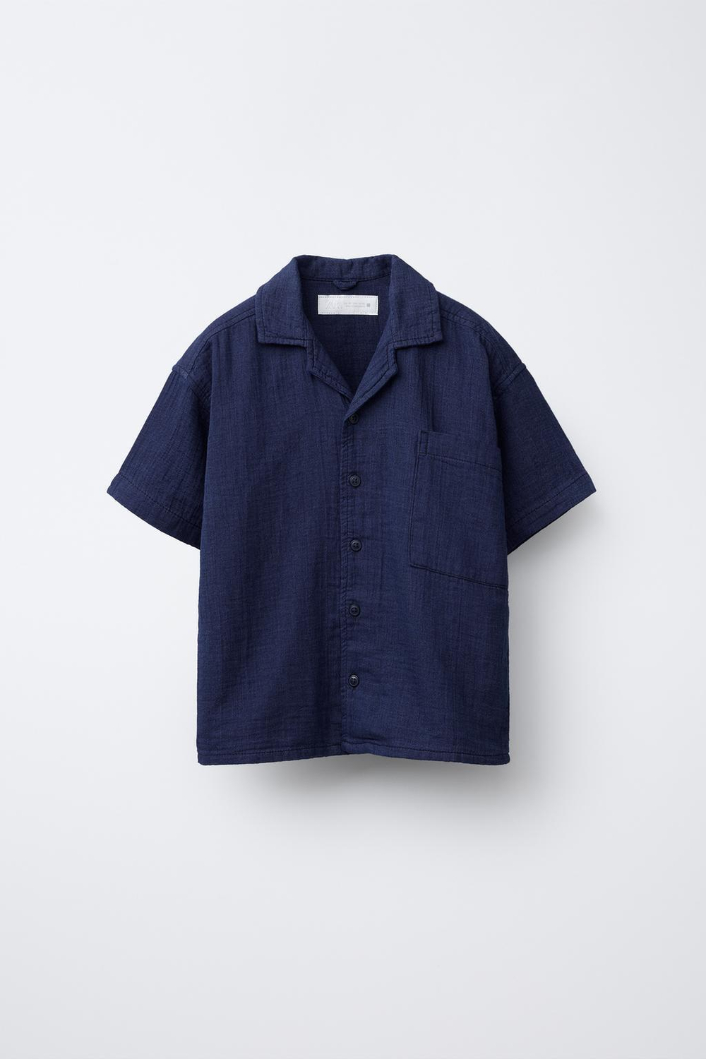 ZARA РУБАШКА ИЗ РЕЛЬЕФНОЙ ТКАНИ, ИНДИГО