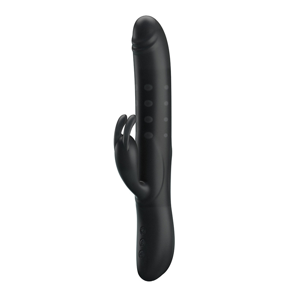 Черный вибратор-кролик 25см с вращением бусин Pretty Love Rabbit Vibrator Colin Black BI-014443