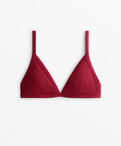 OYSHO Топ бикини с треугольными вставками, малиновый