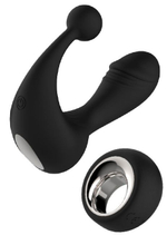 Черный вибромассажер со стимулятором клитора HELIOS REMOTE (Цвет: черный)