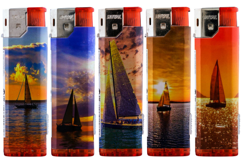 Зажигалки Пьезо с фонарем ROYAL  HL-329 (парус) (1*50шт*20бл)