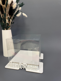 Коробка под торт с прозр куполом Волна 15х15х14 Белая