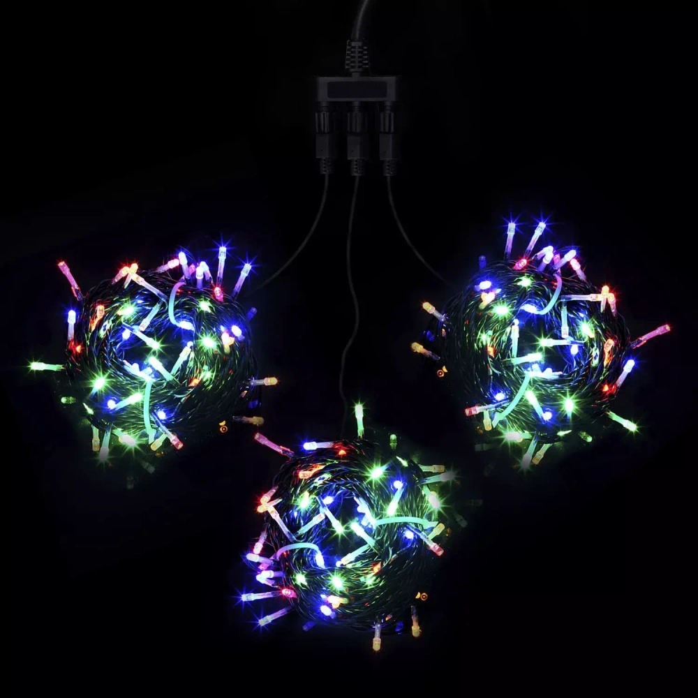 Комплект мерцающих гирлянд на деревья 60 м., 3 луча по 20 м, 24V, 600 разноцветных LED ламп, черный ПВХ, LTC (KDD600BLW-11-1M)