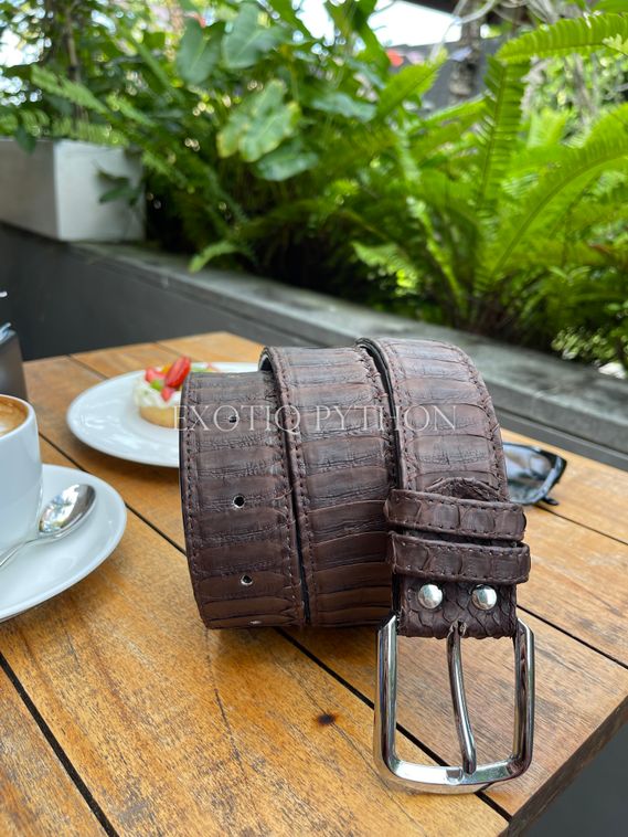 Ремень из кожи питона коричневого цвета AC-103
