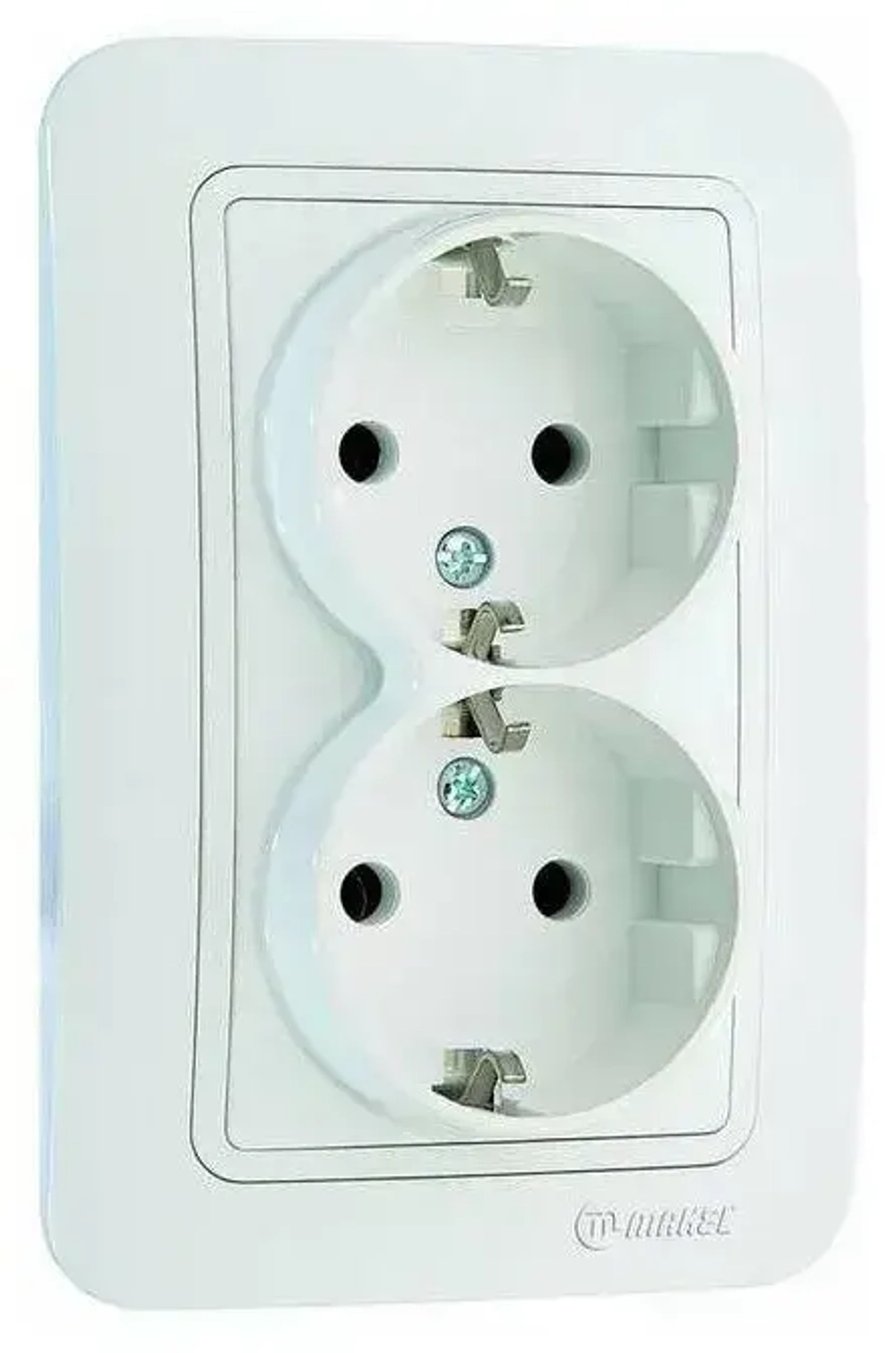 Розетка Makel Lilium двойная белая c заземлением 70082