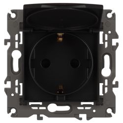 Розетка ЭРА Elegance 14-2103-05 с заземлением 2P+E Schuko со шторками с крышкой 16A-250В IP20 антрацит