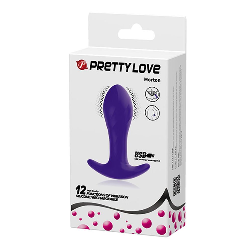 Фиолетовая анальная вибропробка 10,4см для ношения Pretty Love Morton Anal Butt Plug BI-040067-1