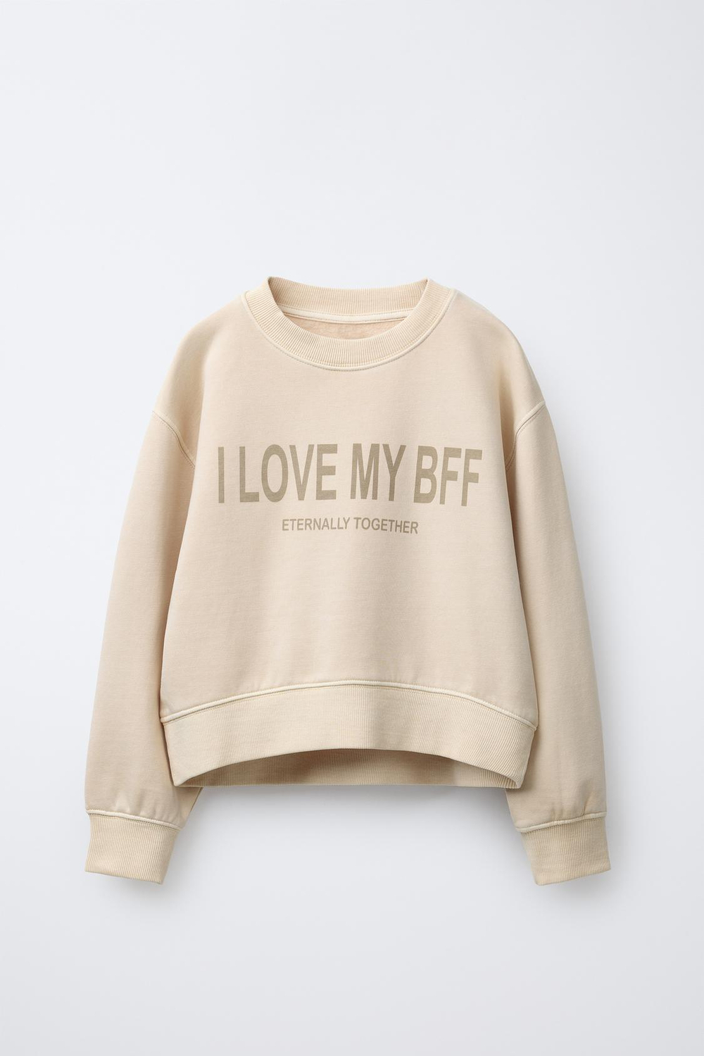 ZARA КОМПЛЕКТ: ТОЛСТОВКА И БРЮКИ WIDE LEG С НАДПИСЬЮ, ЦВЕТ СЛИВОЧНОГО МАСЛА