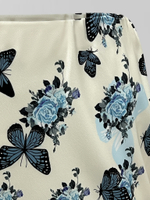 Костюм Diversiya из приталенного пиджака и юбки-миди с принтом бабочек и косынкой в комплекте