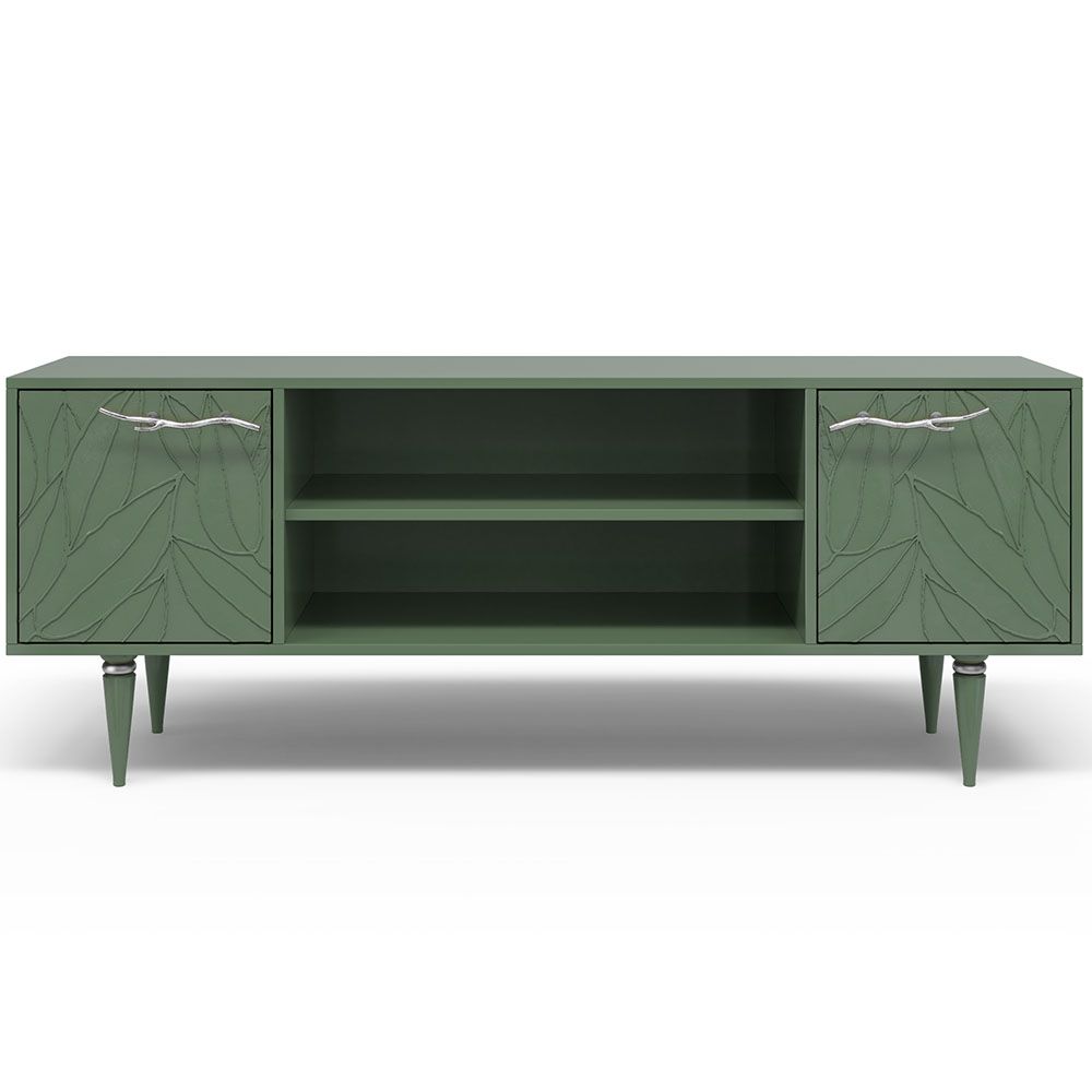 Тумба под ТВ Арт Колор leaves 155см Классик Сильвер Зеленый нефрит