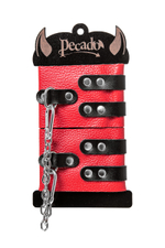 Оковы Pecado с двумя ремешками с люверсами красные 25 см