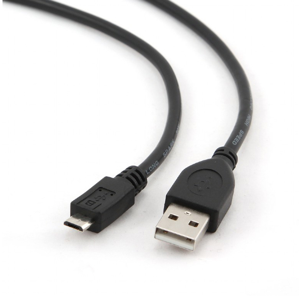 Кабель USB-microB Cablexpert, чёрный, золочённые контакты, 1.8 м