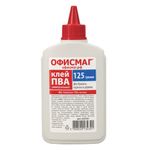 Клей ПВА ОФИСМАГ (бумага, картон, дерево), 125 г, РОССИЯ, 225761