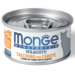 Monge Cat Monoprotein мясные хлопья для кошек из индейки с морковью 80г