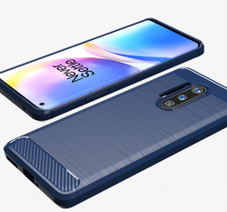 Темно-синий защитный чехол на OnePlus 8 Pro, серии Carbon (карбон дизайн) от Caseport