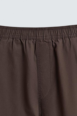 ZARA БРЮКИ BALLOON FIT С ЗАЩИПАМИ, КОРИЧНЕВЫЙ