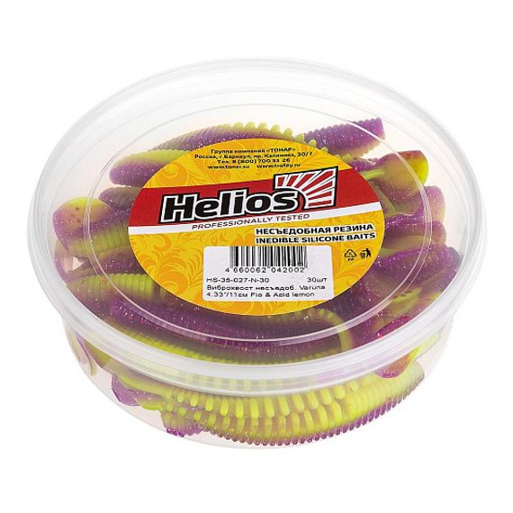 Виброхвост несъедоб. Varuna 4,33&#39;/11см Fio &amp; Acid lemon 30шт. (HS-35-027-N-30) Helios