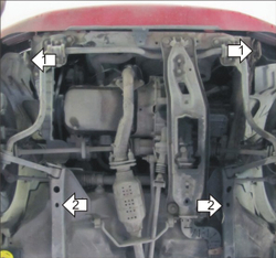 Защита картера Двигателя, КПП. 2 мм, Сталь. для Mazda Demio 1996-2002 MOTODOR.01117