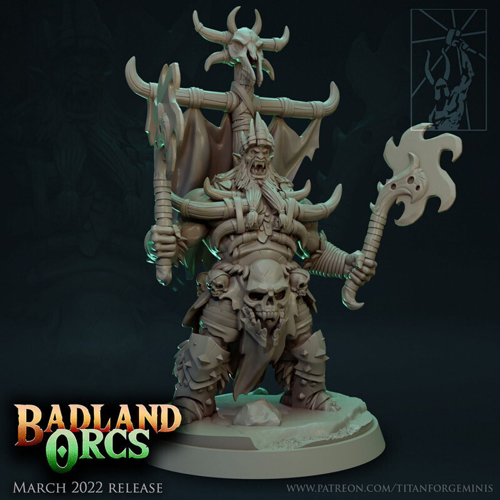 Grand Alliance Destruction Orruk Warclans standard bearer миниатюра для dnd, днд, pathfinder, фентези, Настольная игра, НРИ, Варгейм, РПГ
