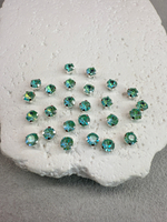 Шатоны 4 мм, Бирюзовый радужный опал в серебре, 25 шт