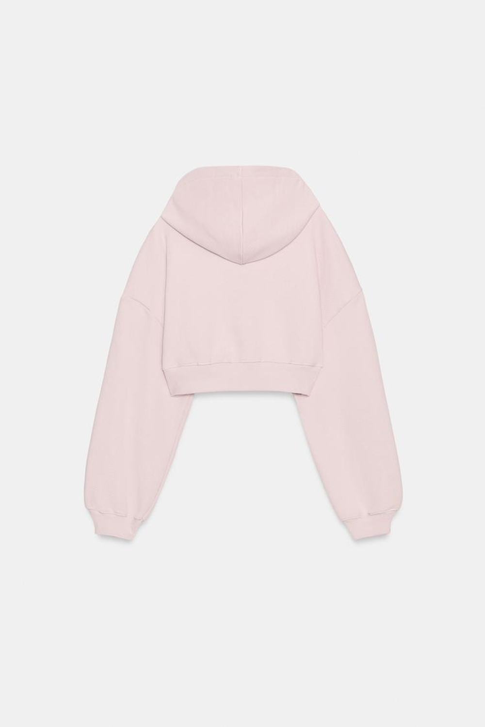 ZARA УКОРОЧЕННАЯ ТОЛСТОВКА С КАПЮШОНОМ, ПЫЛЬНЫЙ РОЗОВЫЙ