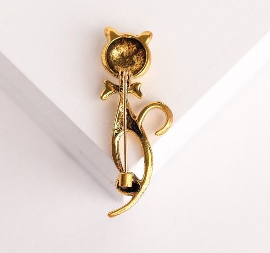 Брошь "Кошка", цвет  золото