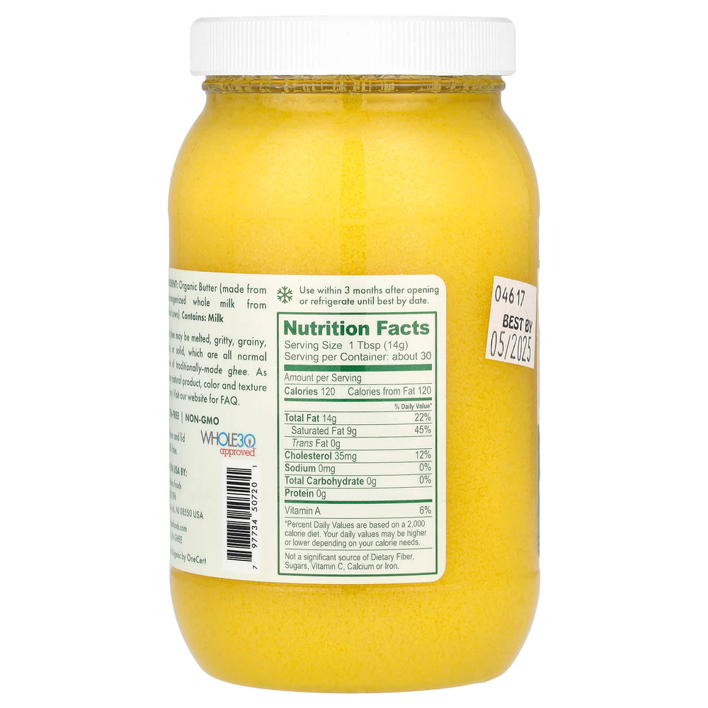 Pure Indian Foods, органическое масло гхи ручной работы, оригинальный вкус, 425 г (15 унций)
