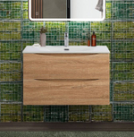 Тумба с раковиной подвесная BelBagno MARINO-CER-N-800-2C-SO-WO-P Rovere Bianco, раковина белая BB-8099-80