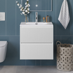 Тумба с раковиной подвесная BelBagno UNO-600-2C-SO-BO Bianco Opaco, раковина белая BB-8099-60