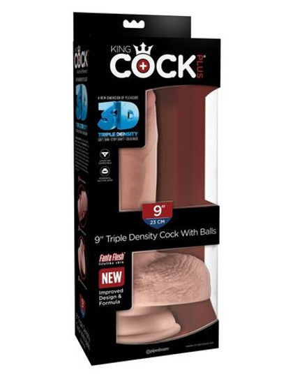 Фаллоимитатор на присоске Тройная плотность King Cock Plus 9 Triple Density Cock with Balls - Flesh