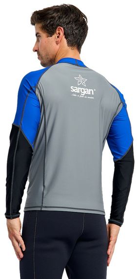 Футболка рашгард лонгслив Sargan Агидель UPF 50+ мужская серо-синяя роял-черный