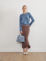 БАЗОВЫЙ ТОНКИЙ РЕМЕНЬ С МЯТОЙ ПРЯЖКОЙ ЗАМША ГОЛУБОЙ