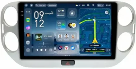 Магнитола для Volkswagen Tiguan 1 2007-2016, Golf Plus (рамка серебро, любая кнопка) - Teyes CC4-PRO монитор 10.36" 2K QLED на Android 13, Snapdragon 778G, AI, CarPlay, DSP, 4G SIM-слот