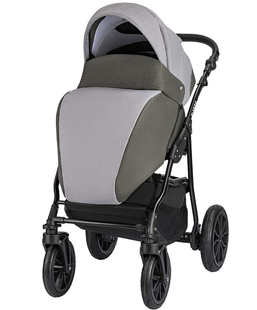 Детская коляска Alis Alvaro F 3 в 1 Al 10 т.серый+св.серый+шалфей кожа