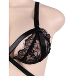 Комплект белья: бра и стринги с ремешками черные (размер XL-2XL)