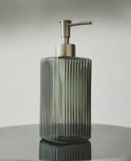 ZARA HOME ДОЗАТОР МЫЛА ИЗ ТЕРМОСТОЙКОГО СТЕКЛА, СЕРЫЙ
