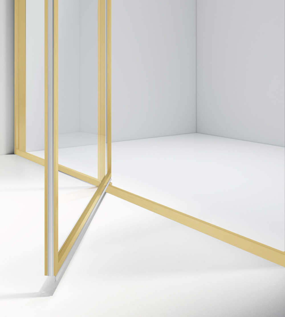 Душевой уголок Slim 8mm VSR-4SLP9012CLG, 1200*900, брашированное золото, стекло прозрачное