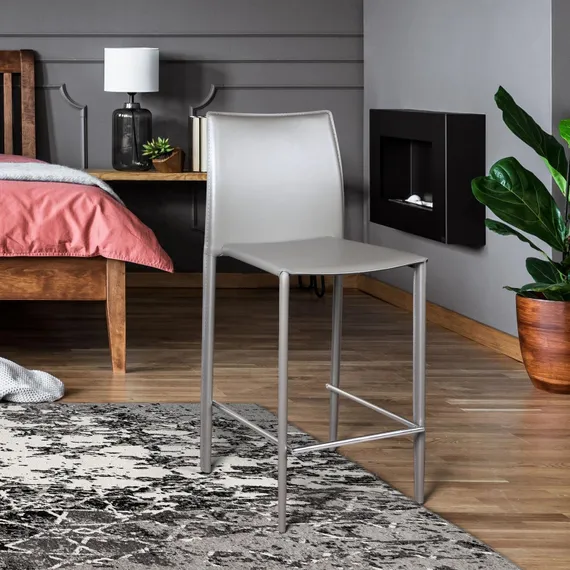 Полубарный стул Rolf серо-коричневая кожа