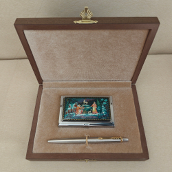 Набор подарочный "Серебряное копытце" с ручной росписью в футляре