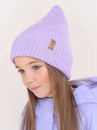 Шапка свечка из смесовой шерсти однослойная "Лаванда"