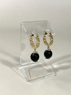 Серьги кольцо из цепи и агат