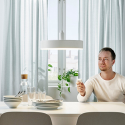 IKEA NYMÅNE  (ИКЕА НЙМÅНЕ)  -  Светодиодный подвесной светильник, беспроводная диммируемая подсветка белый спектр/белый, 38 см