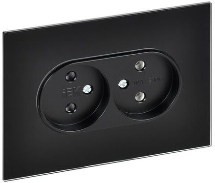 Розетка 2-м SKANDY 10А без заземл. без защ. шторок для плоской вилки SK-R03Bl черн. IEK SK-R20-10-K02