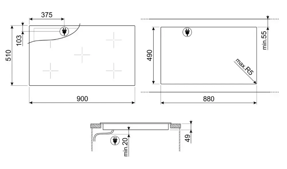 Электрическая варочная панель Smeg SI2M7953DW